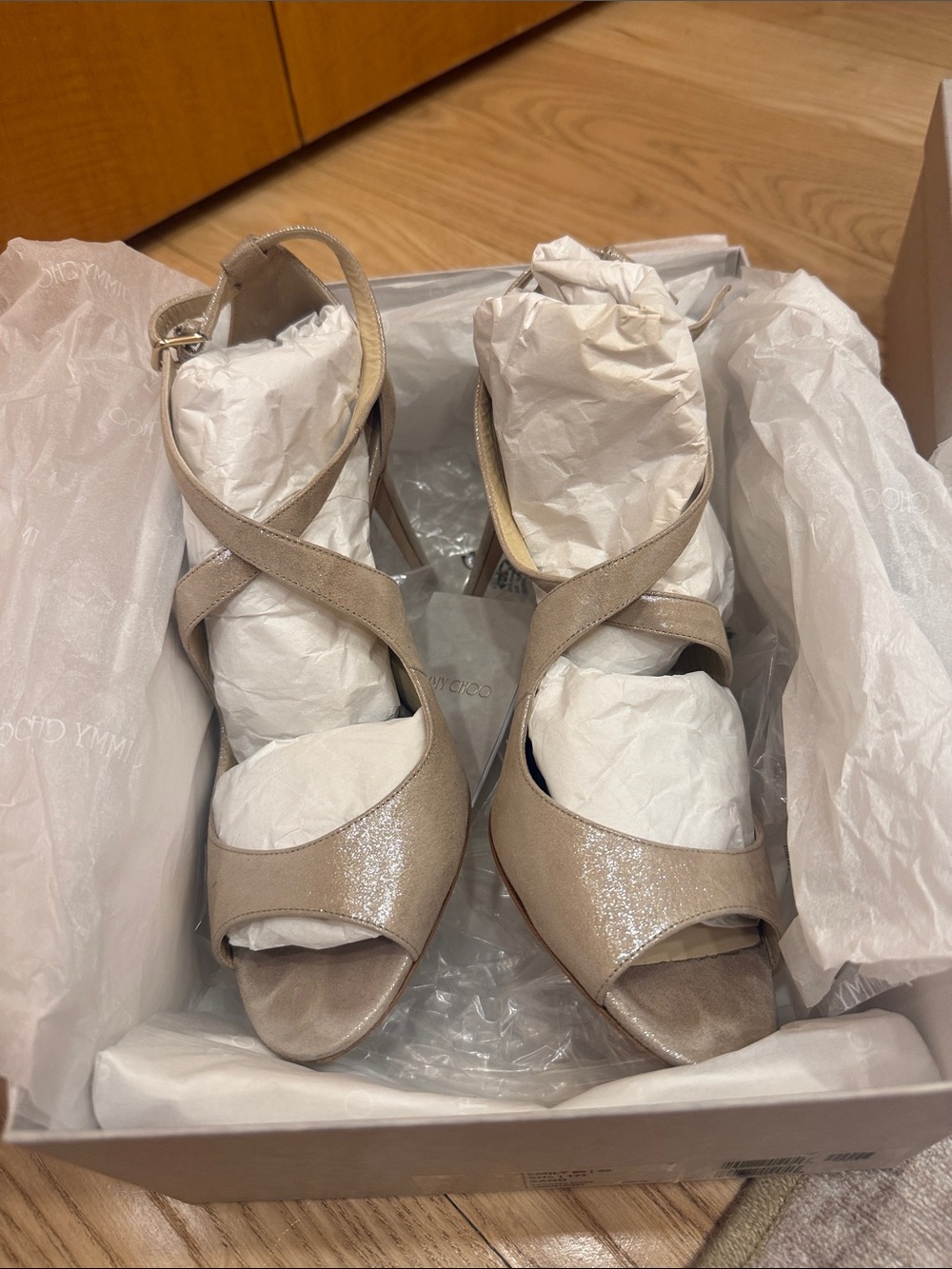 Jimmy Choo Emily Strappy Heels - Beige
